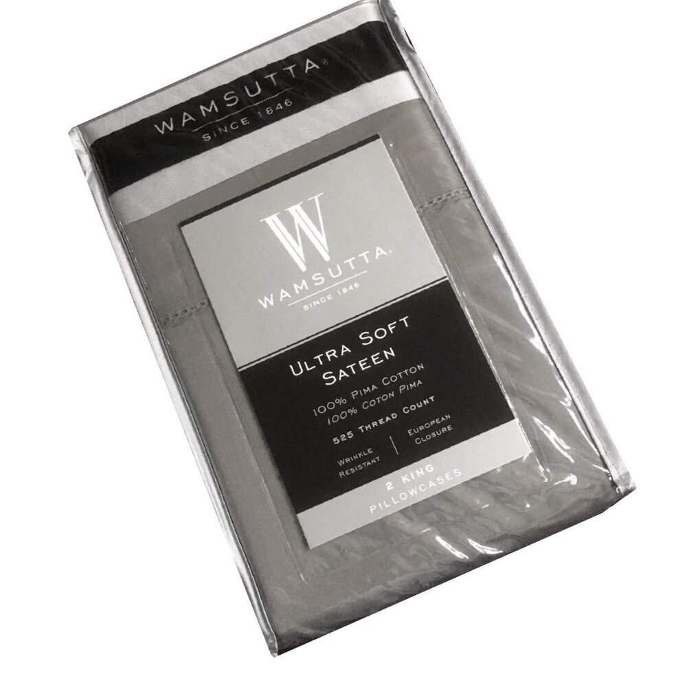 new GRAY Wamsutta Ultra Soft 525 TC 100% Cotton KING Pillowcases